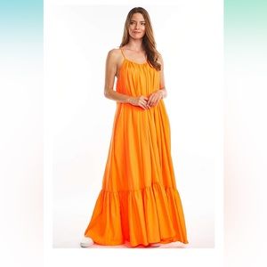 Tov Elegance A-Line Spaghetti Strap Flowy Maxi Rideau Dress